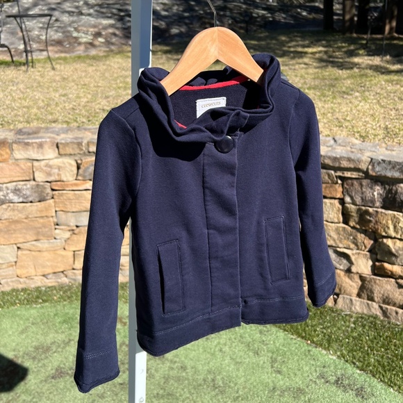 CrewCuts Girls' Navy Coat with Ruffled Collar - Picture 1 of 14